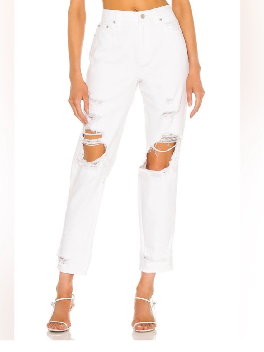 Pistola Presley High Rise Relaxed Straight Leg Jeans White Size 28 Distressed